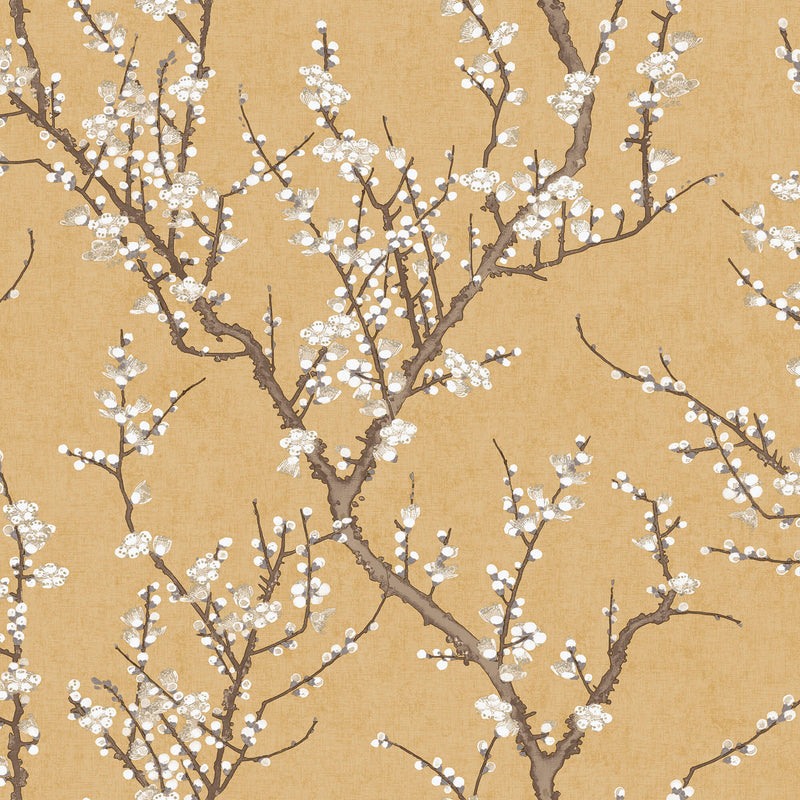 media image for Spring Blossom Sakura Tree Wallpaper in Yellow 295