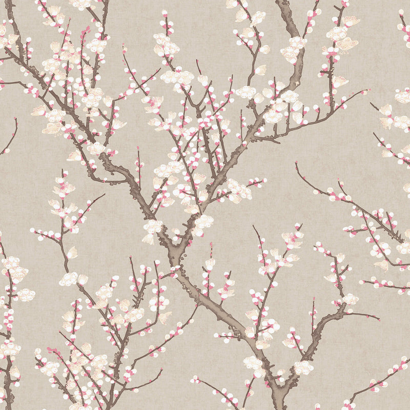 media image for Spring Blossom Sakura Tree Wallpaper in Beige 284