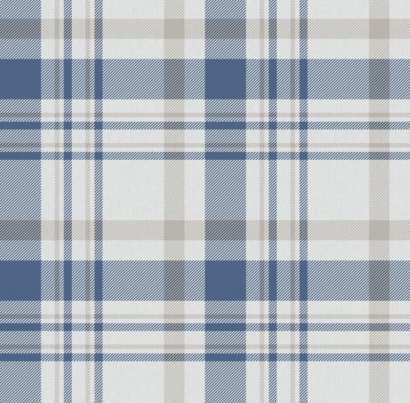 media image for Spring Blossom Plaid Wallpaper in Blue 219