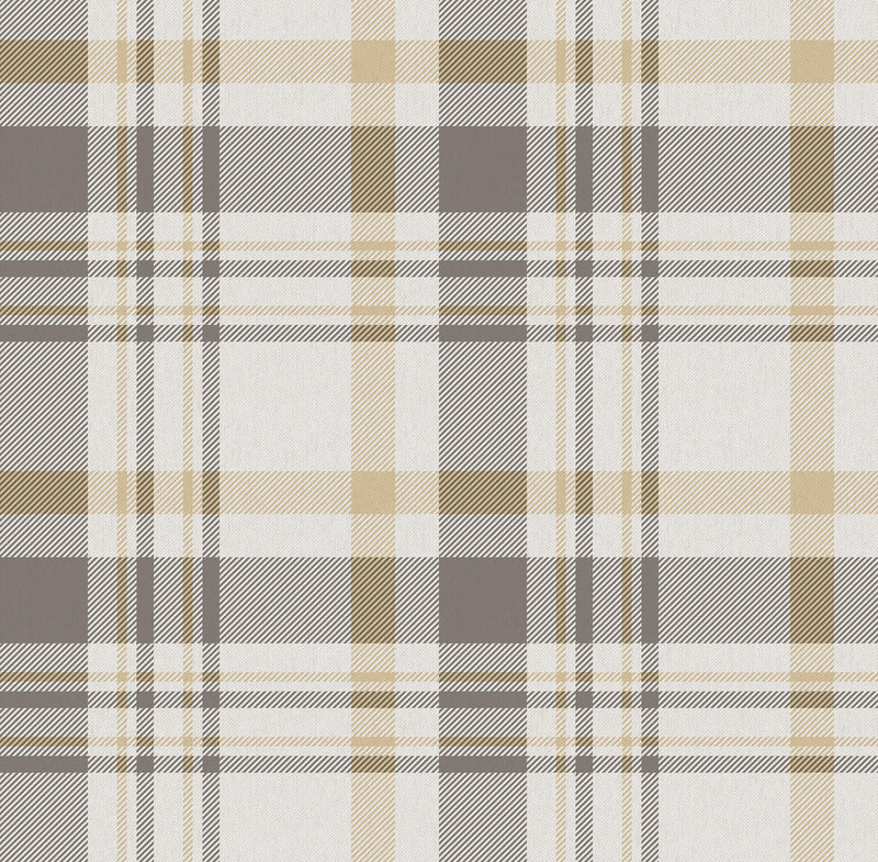 media image for Spring Blossom Plaid Wallpaper in Taupe/Yellow 295