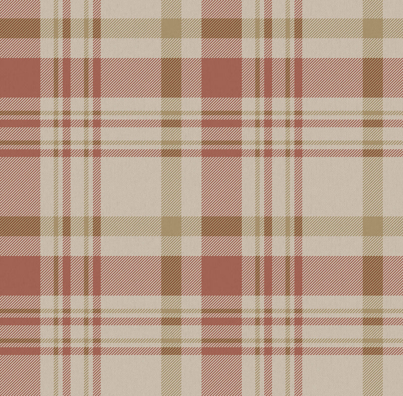 media image for Spring Blossom Plaid Wallpaper in Red 254