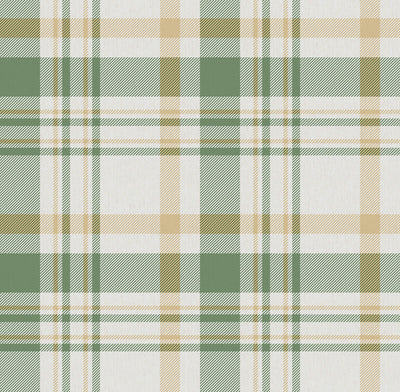 product image for Spring Blossom Plaid Wallpaper in Green/Yellow 45