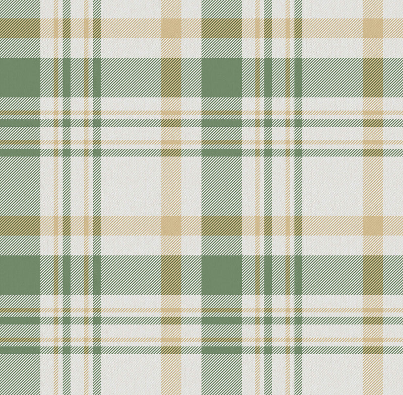 media image for Spring Blossom Plaid Wallpaper in Green/Yellow 286