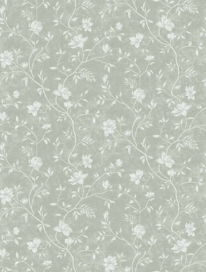 media image for Spring Blossom Magnolia Wallpaper in Green 285