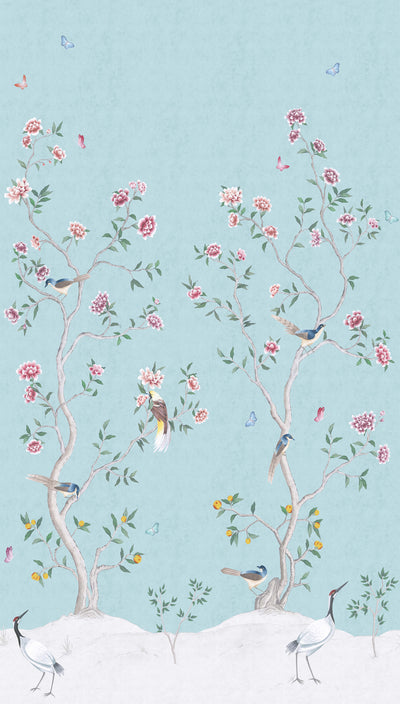 product image of Spring Blossom Chinoiserie Wall Mural in Turquoise 570