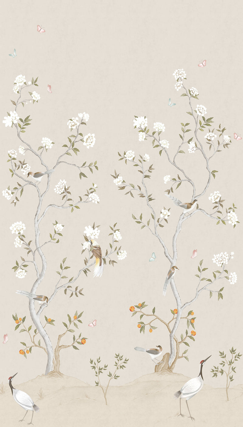 media image for Spring Blossom Chinoiserie Wall Mural in Beige 290