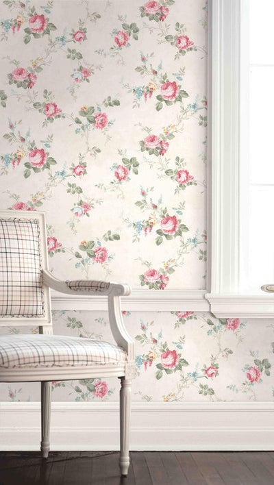 product image for English Flowers Wallpaper in Ivory & Multi 65