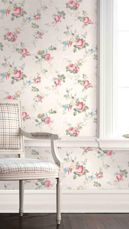 media image for English Flowers Wallpaper in Ivory & Multi 216