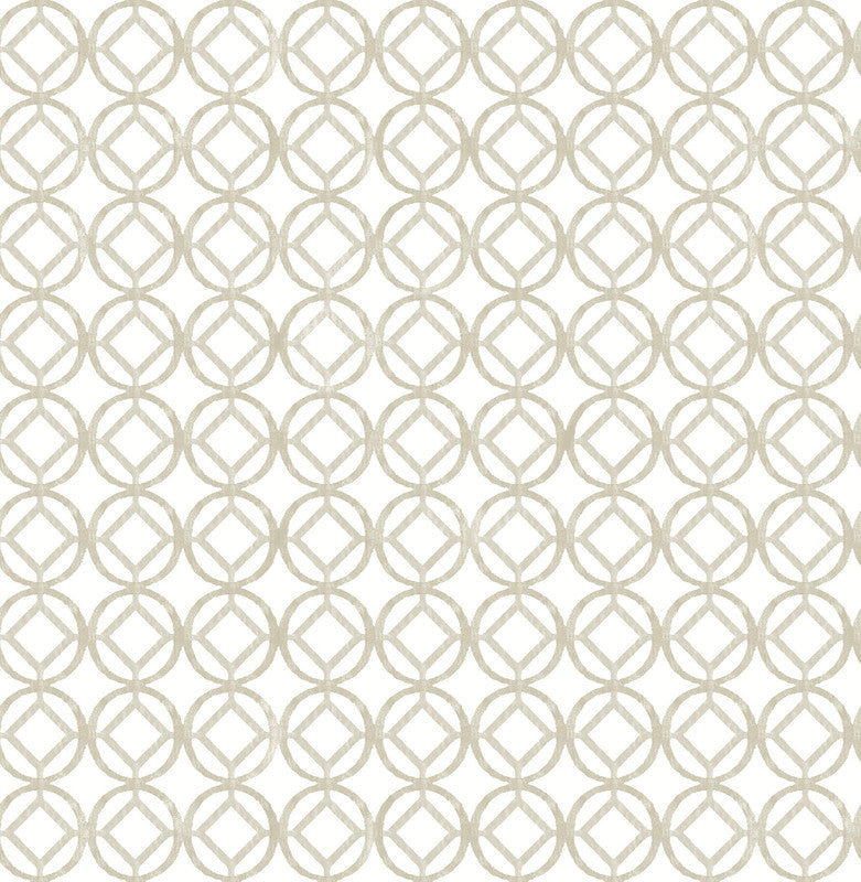 media image for Geometric Diamond in Circle Wallpaper in Taupe/Ivory 264