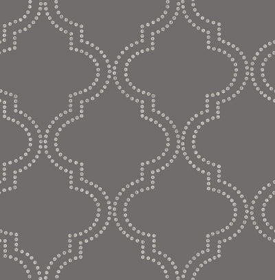 product image for Geometric Dotted Ogee Wallpaper in Silver/Grey 49