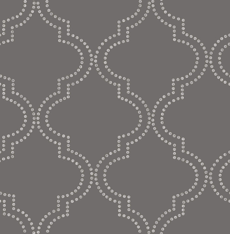 media image for Geometric Dotted Ogee Wallpaper in Silver/Grey 294