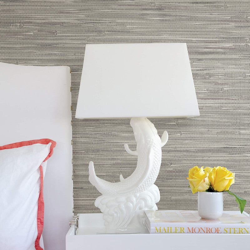 media image for Faux Grasscloth Wallpaper in Grey 256