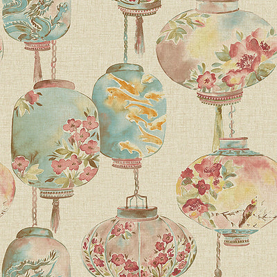 product image of Lanterns Large Wallpaper in Pale Multi 542