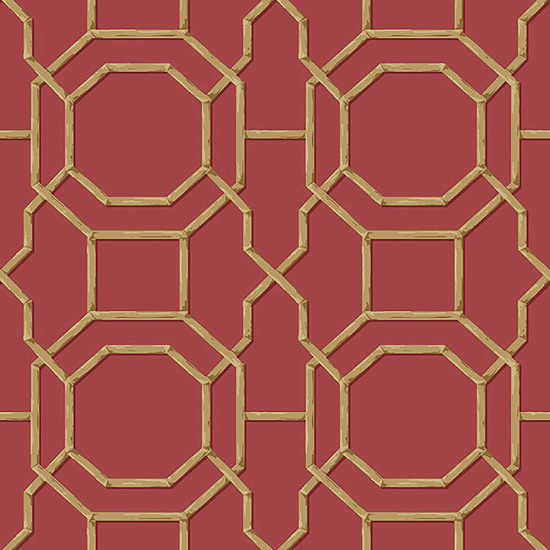 media image for Geometric Traditional Eastern Wallpaper in Gold/Red 21