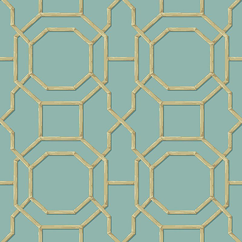 media image for Geometric Traditional Eastern Wallpaper in Gold/Blue 234