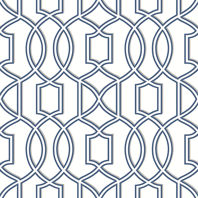 media image for Geometric Traditional Eastern Wallpaper in Silver/Blue 26