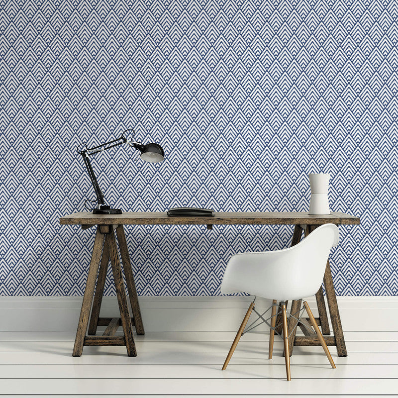 media image for Geo Diamond Arrow Wallpaper in Indigo/Ivory 26