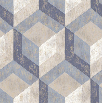 product image for Tile Shapes Large-Scale Wallpaper in Blue/Beige 67