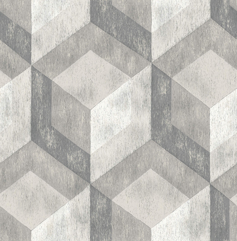 media image for Tile Shapes Large-Scale Wallpaper in Grey/Cream 292