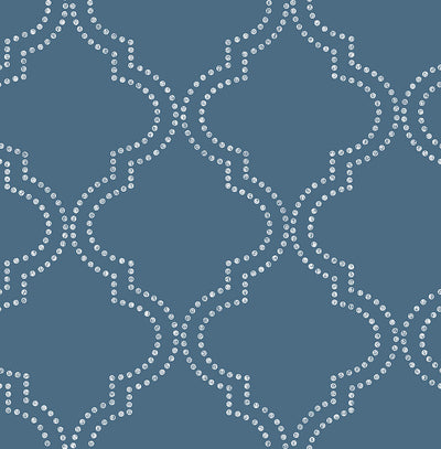 product image of Ogee Dotted Wallpaper in Navy 590