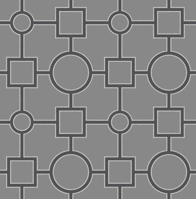 product image of Geo Circles & Squares Wallpaper in Grey/Black 54