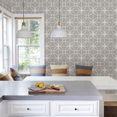 product image for Trellis Textured Wallpaper in Dark Grey/Cream 74