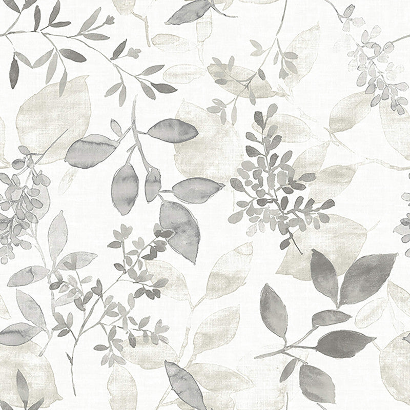 media image for Botanical Leaf Wallpaper in Grey/Cream 243