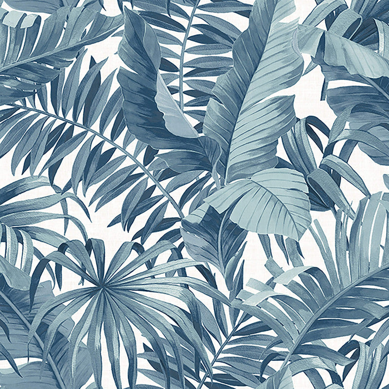 media image for Tropical Leaf Exotic Wallpaper in Indigo 264