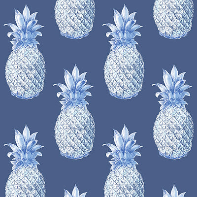 product image of Pineapple Whimsy Wallpaper in Grey/Navy 517