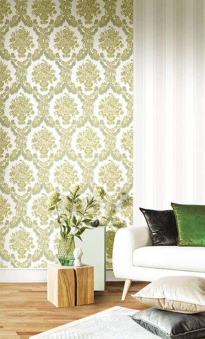 product image for Damasco Wallpaper in Giallo/Ivory 74