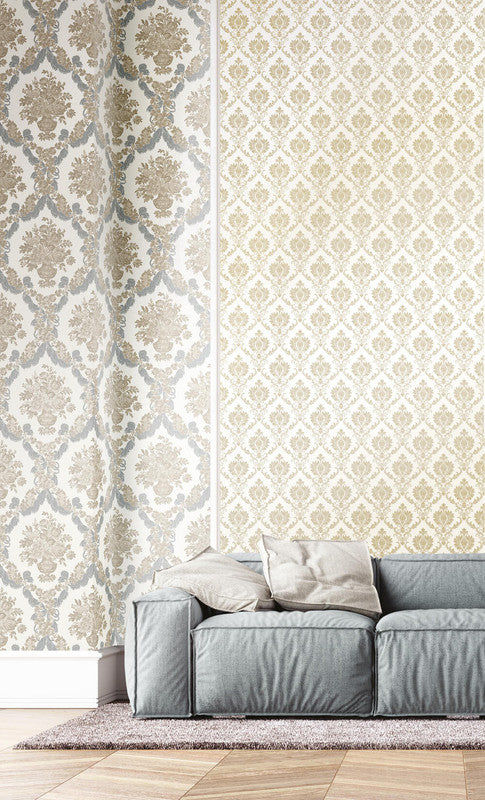 media image for Damasco Wallpaper in Metallic/Ivory 215