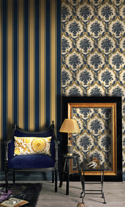 media image for Damasco Wallpaper in Blue/Beige 283