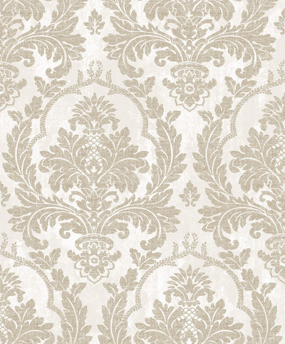 product image of Damasco Platino Cream/Brown Wallpaper from Cottage Chic Collection by Galerie Wallcoverings 564