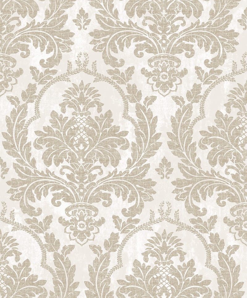 media image for Damasco Platino Cream/Brown Wallpaper from Cottage Chic Collection by Galerie Wallcoverings 241