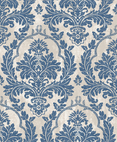 product image of Damasco Platino Blue/Silver Wallpaper from Cottage Chic Collection by Galerie Wallcoverings 566