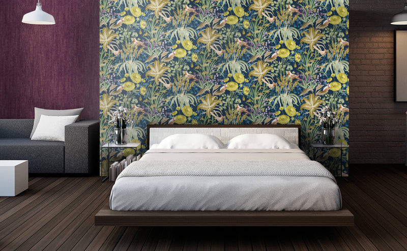 media image for Moorea Blueberry Wallpaper from the Tropical Collection by Galerie Wallcoverings 226