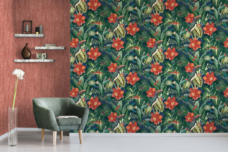 media image for Palau Blueberry Wallpaper from the Tropical Collection by Galerie Wallcoverings 25