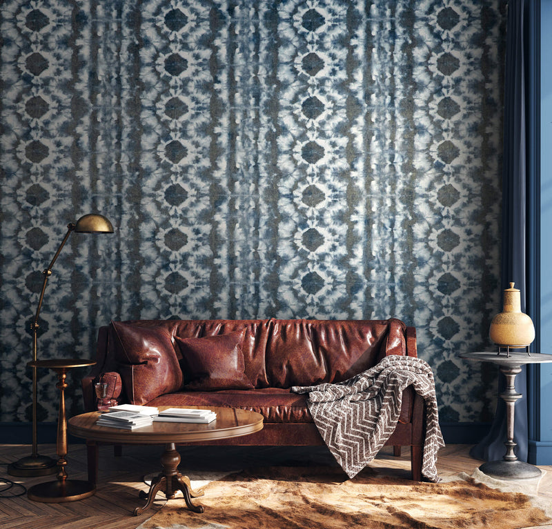 media image for Batik Indigo Wallpaper from the Crafted Collection by Galerie Wallcoverings 236