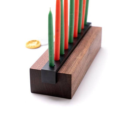 product image for Menorah Modern Wood and Steel in Walnut 48