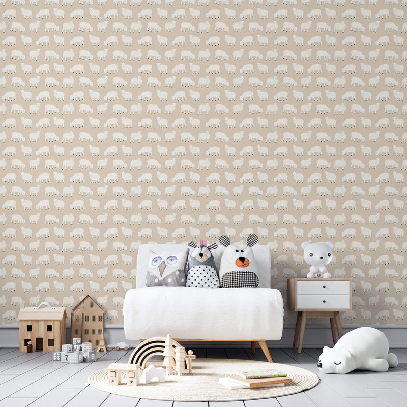 media image for Sweet Sheep Beige Wallpaper from the Great Kids Collection by Galerie Wallcoverings 295