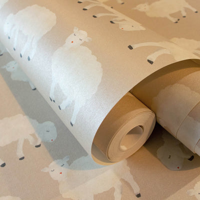 product image for Sweet Sheep Beige Wallpaper from the Great Kids Collection by Galerie Wallcoverings 68