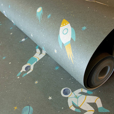 product image for Super Space Dark Green Wallpaper from the Great Kids Collection by Galerie Wallcoverings 86