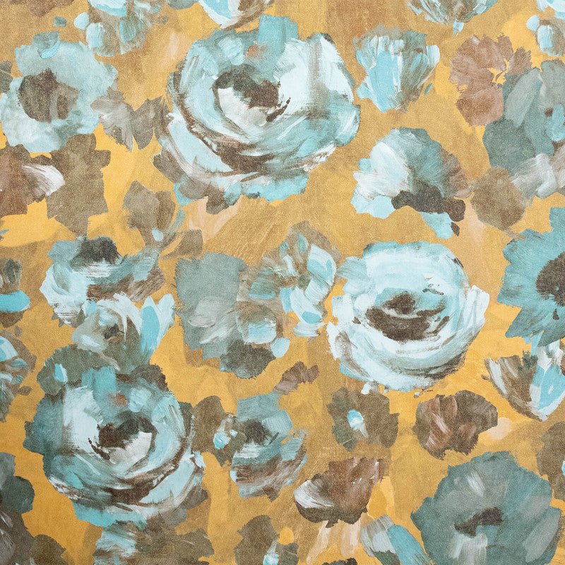 media image for Paeonia Wallpaper in Teal Gold  296