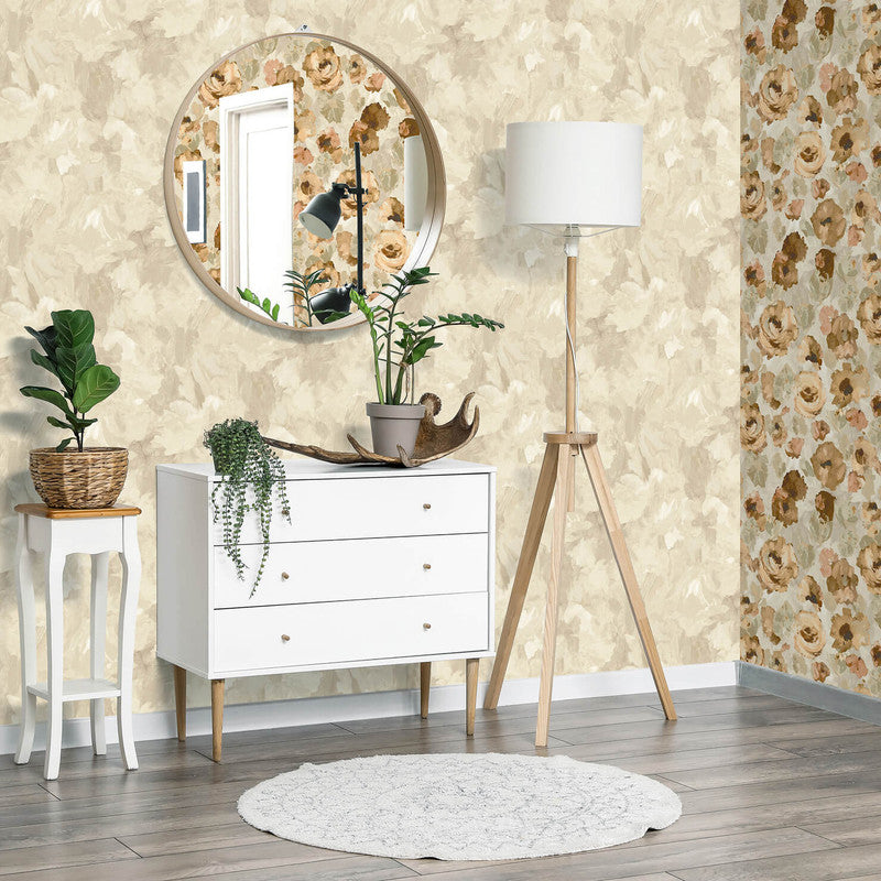 media image for Paeonia Plain Wallpaper in Beige  279