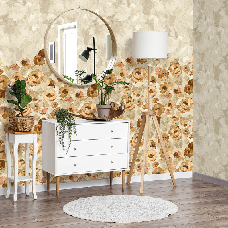 media image for Paeonia Twinwall Wall Mural in Mandarine Beige  232