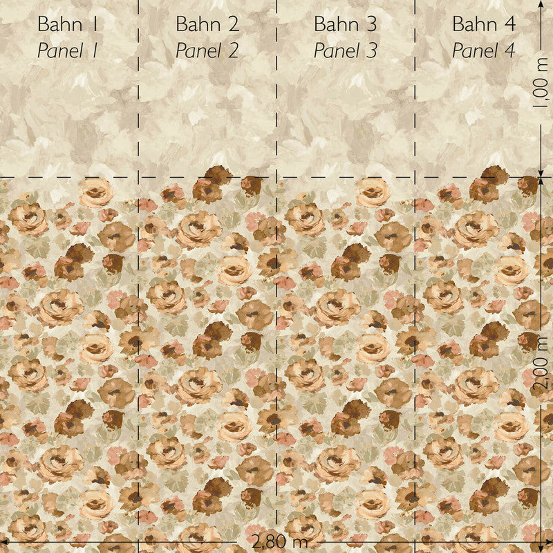 media image for Paeonia Twinwall Wall Mural in Mandarine Beige  270