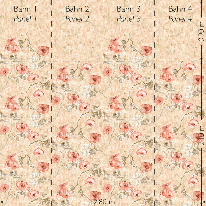 media image for Petunia Twinwall Wall Mural in Aurora Red Peach  269