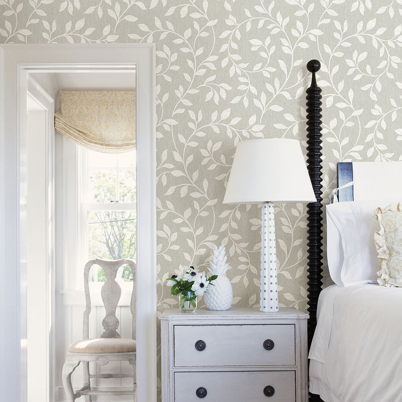 media image for Torrey Light Grey Leaf Trail Wallpaper from the Nature by Advantage Collection by Brewster Home Fashions 298