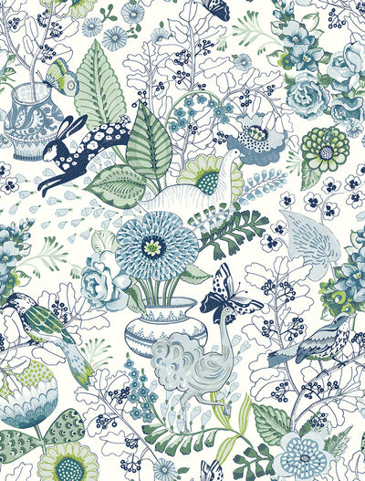 product image of Whimsy Blue Fauna Wallpaper 524