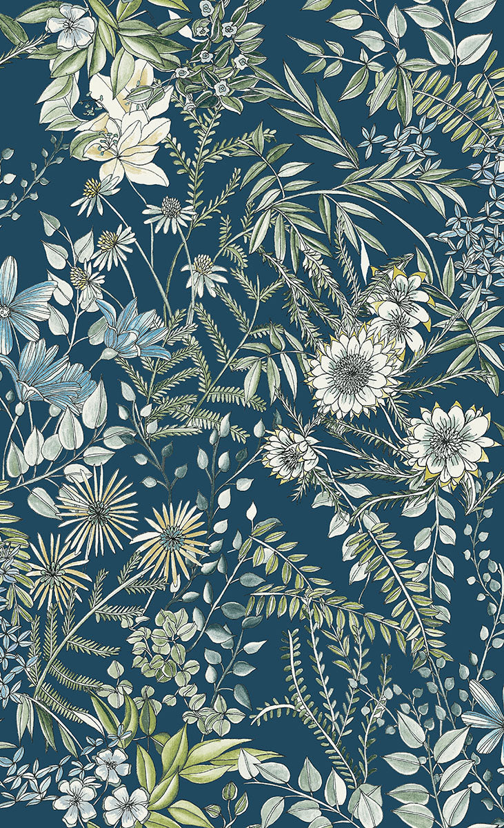 media image for Full Bloom Navy Floral Wallpaper 212